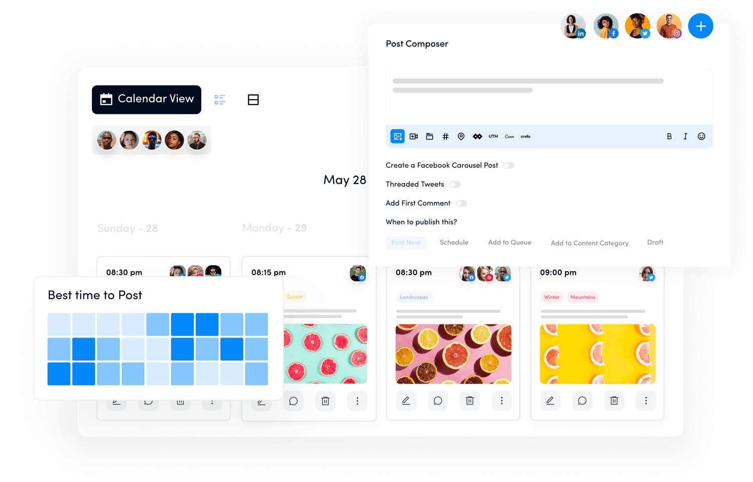 Dashboard with unique publishing queues and schedules