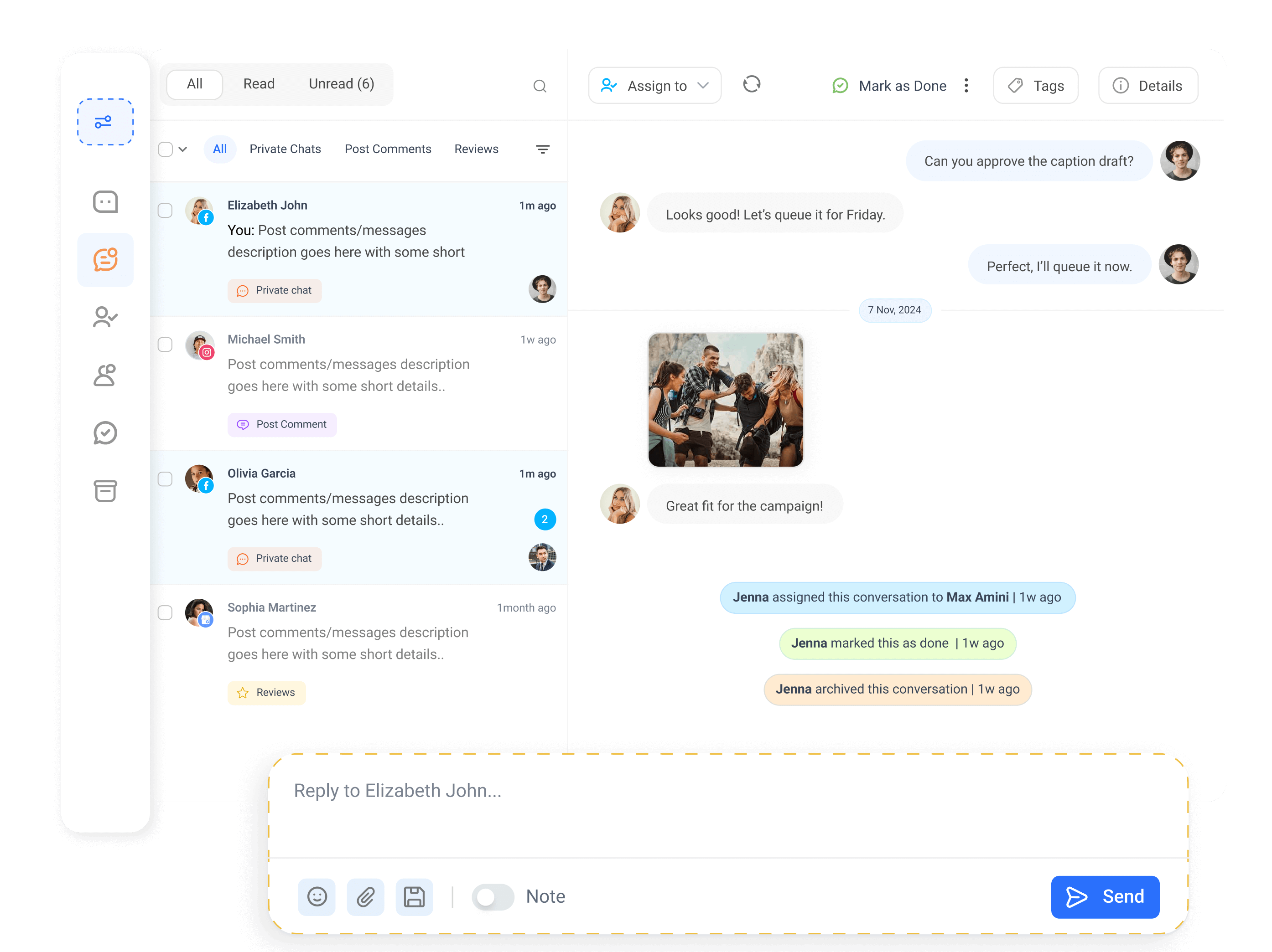 Never miss a social message or comment again feature