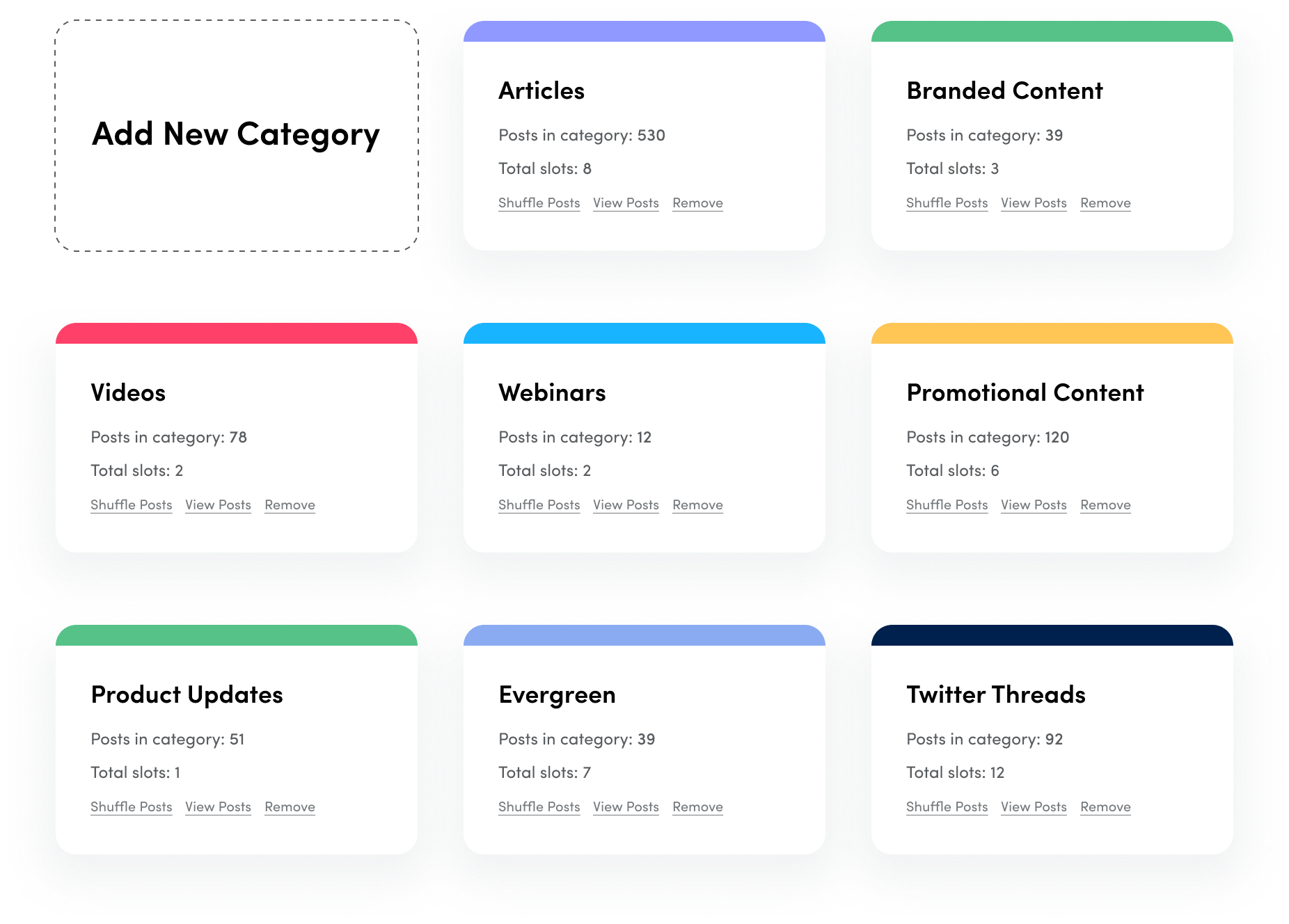 content categories - social media content calendar 